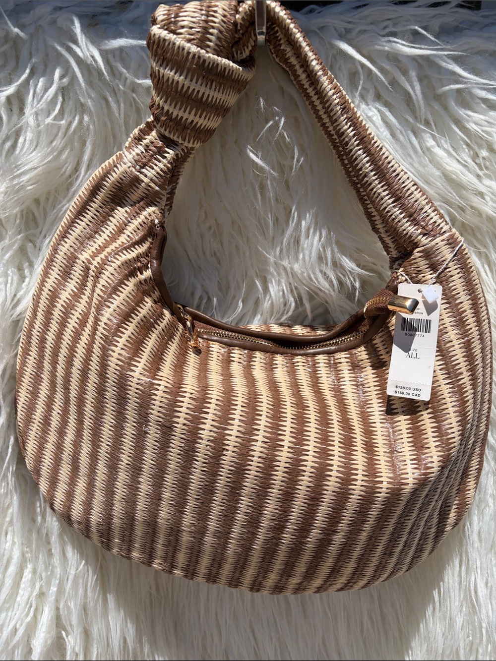 NWT - Anthropologie BRIGITTE Satchel by Melie Bianco BROWN Raffia Edition - Picture 6 of 6